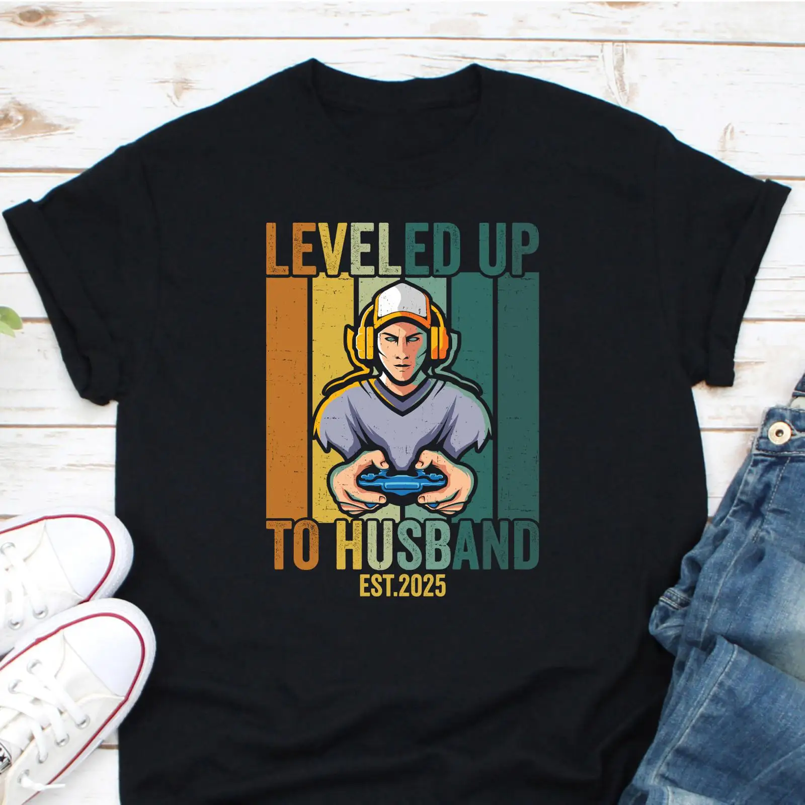 Men'S Grooming Video - 2025年までに夫にレベルアップ Tシャツ 面白いゲーマー向け ニューレトロ ヴィンテージ ビデオゲーム愛好家新郎向け