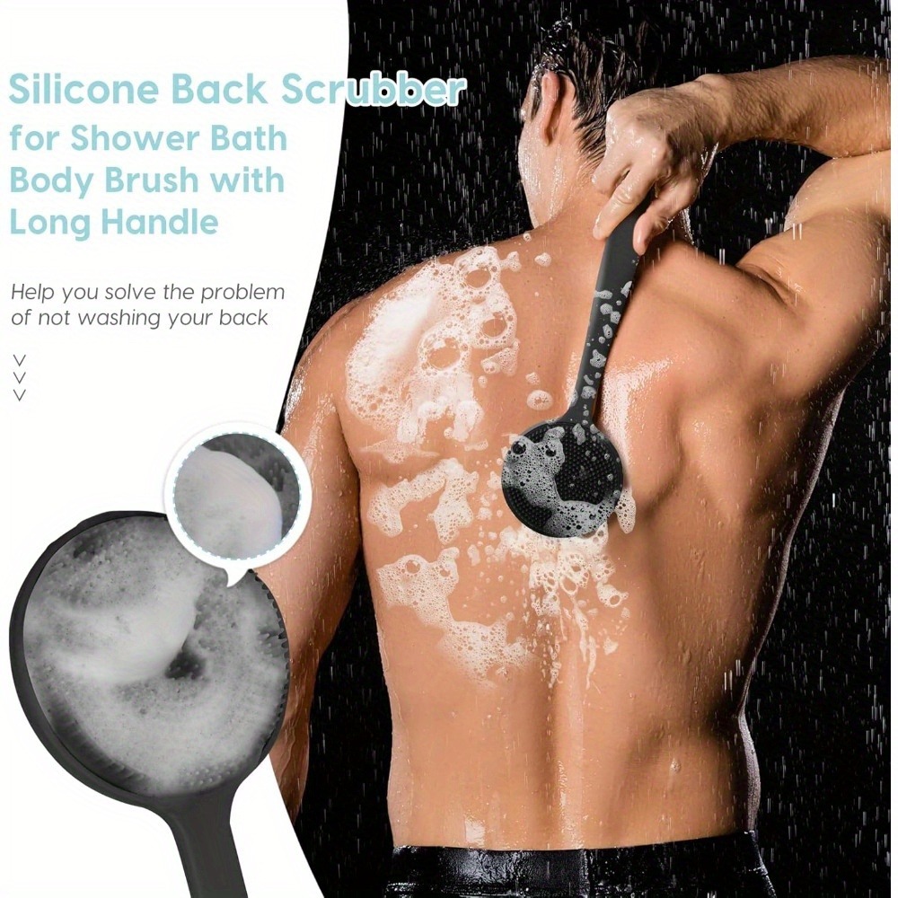 シャワー用シリコンバックスクラバーブラシ ロングハンドルボデ - Exfoliating Scrub Mens のレビューと価格