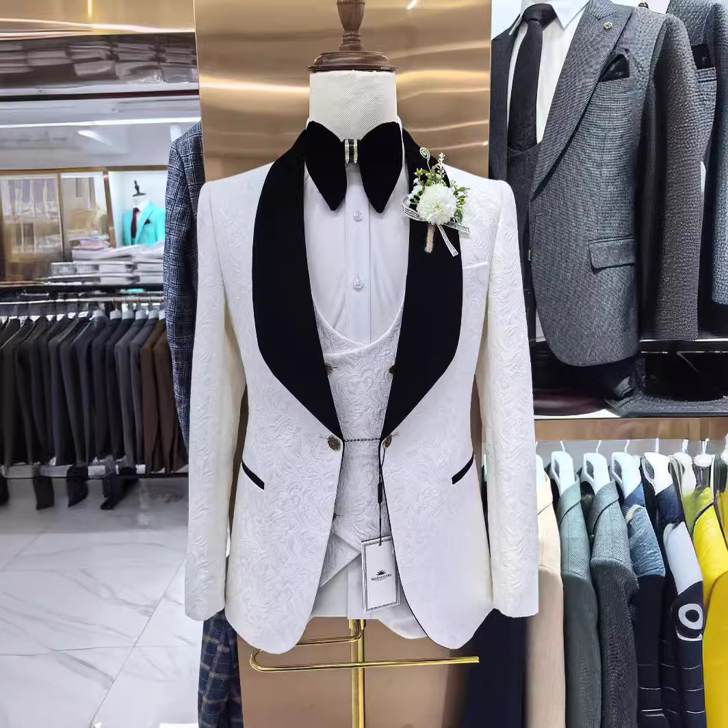 Thorndike メンズ ウェディング スーツ ホワイト  - Men Grooming Outfit のレビューと価格