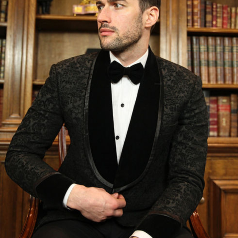 Jacquad-スリムフィットの男性用フローラルスーツ,フォ - Men'S Grooming Jacket のレビューと価格
