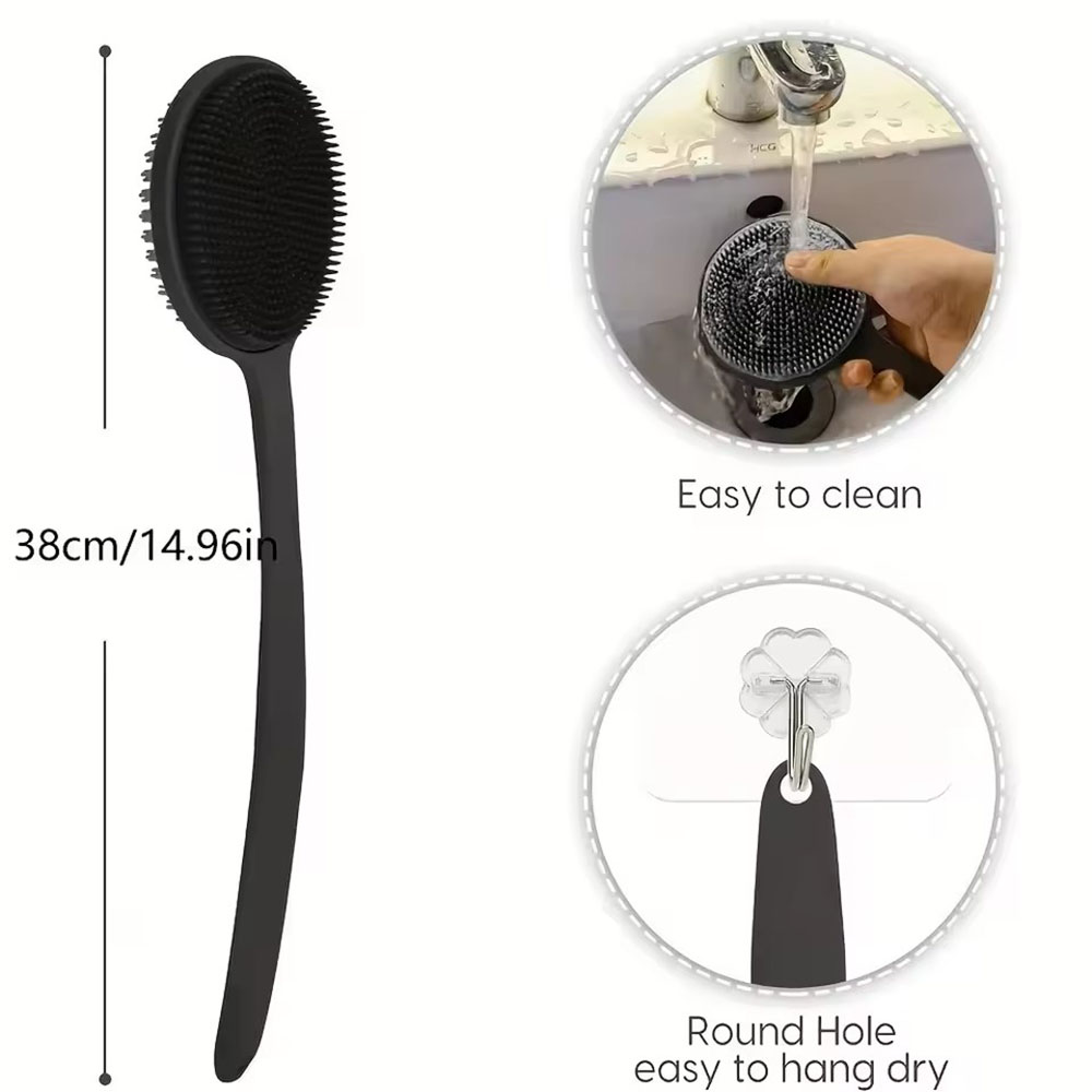 1pc シリコン製背中洗いブラシ シャワー用 ロングハンドル - Exfoliating Scrub Mens のレビューと価格