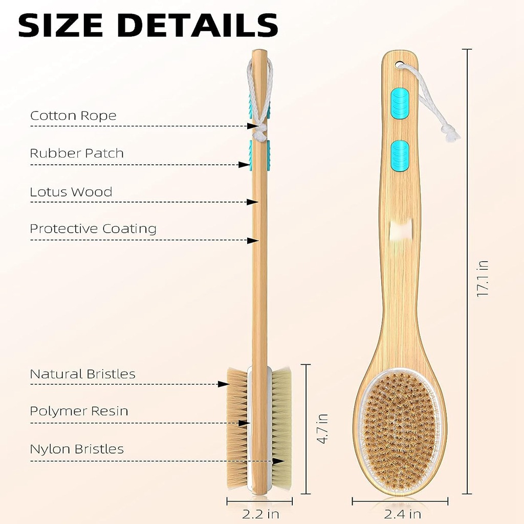 シャワー用バックスクラバー、ロングハンドルの柔らかくて硬い毛 - Exfoliating Scrub Mens のレビューと価格