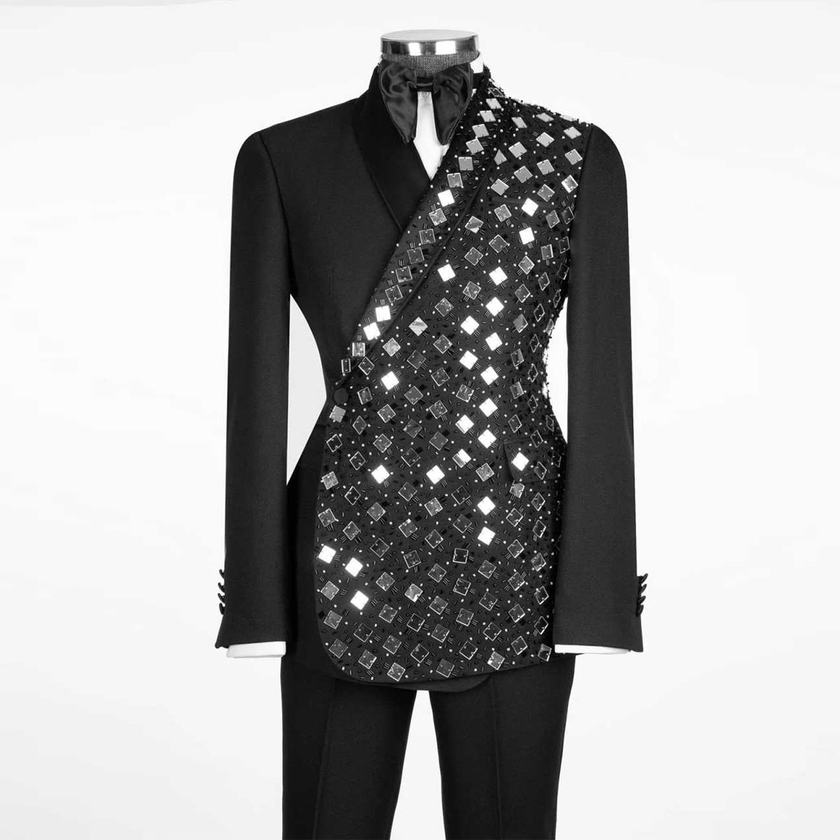 カスタムメイドダイヤモンドピーク2ピースセットメンズスーツシ - Men Grooming Outfit のレビューと価格