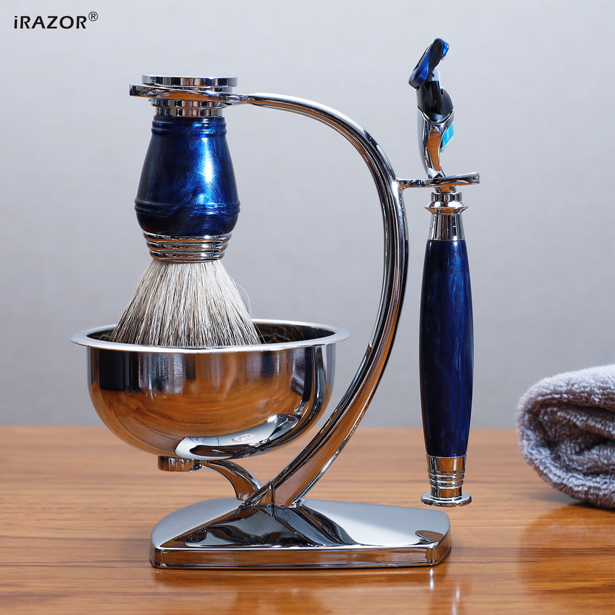 iRAZOR ロイヤルブルー 高級メンズシェービングキット  - Mens Grooming Kit Luxury のレビューと価格